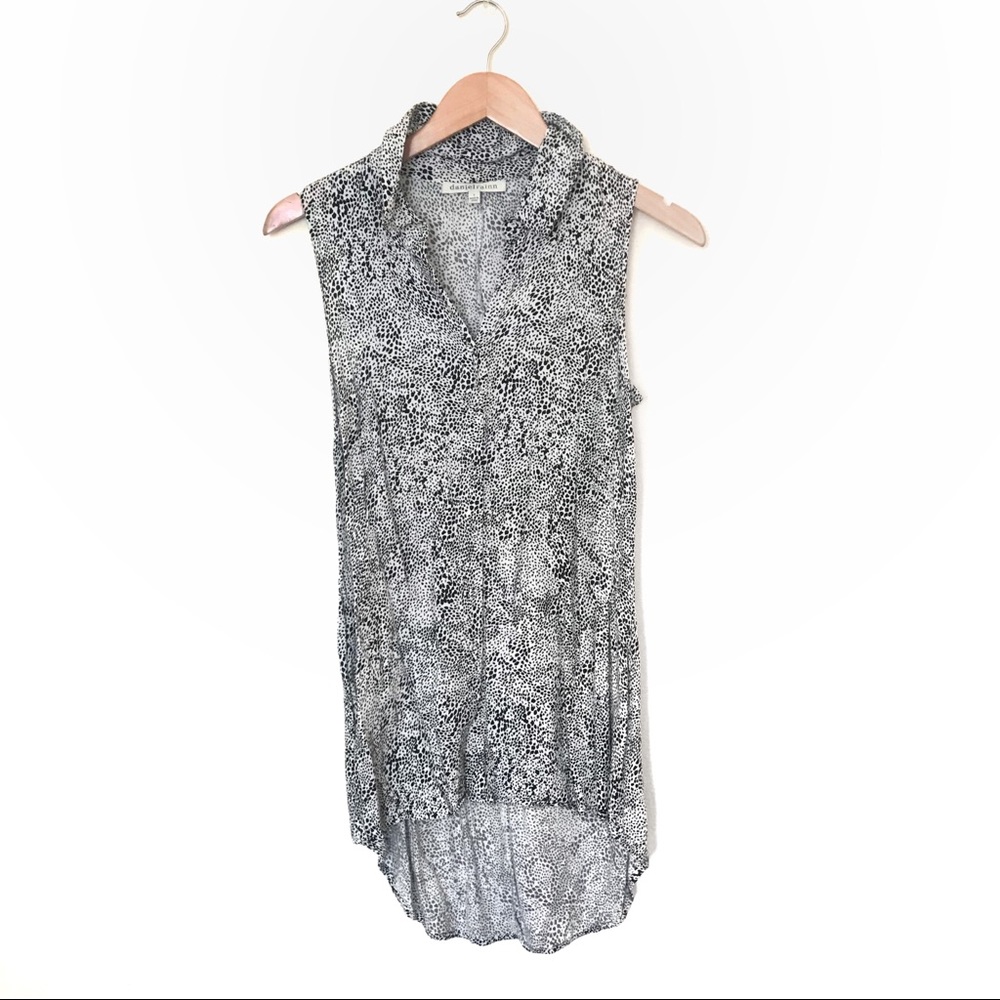 Daniel Rainn Black White Cheetah Print Tunic
